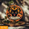 Mfoever Tin Sign Vintage Happy Halloween Black Cat Metal Tin Sign Retro Spooky Floral Round Wall Art Decor Classic Gothic Holiday Cat Tin Paint