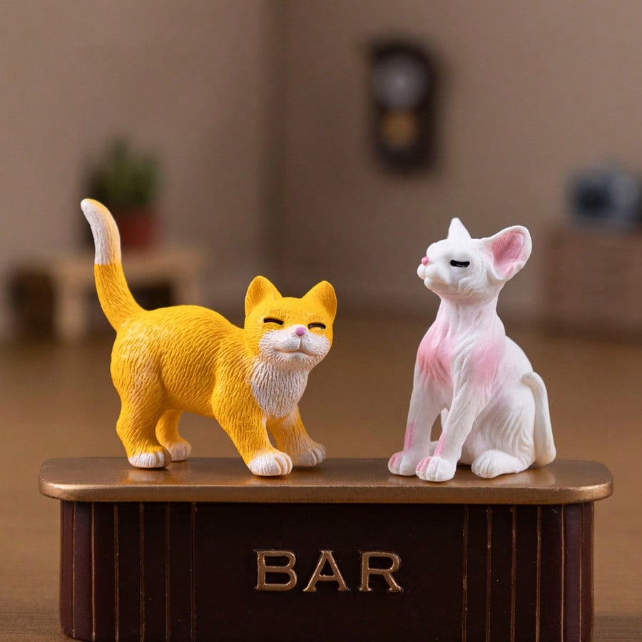 6pcs Simulated Cat Decorative Micro Landscape Miniature Accessories For Dollhouse DIY Cute Desktop Decor