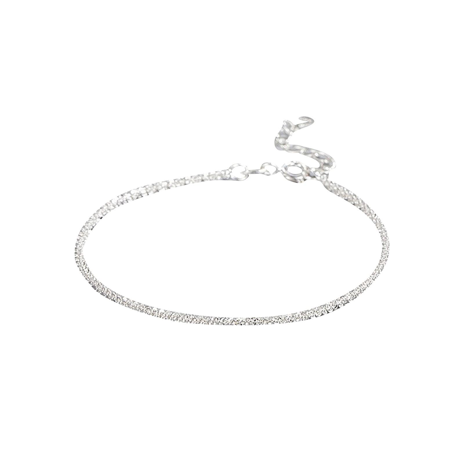 

Women s Adjustable Bracelet Sparkling Plain Friendship Bracelets Gift Jewellery For Friend One Size серебряный