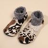 Women's Winter Warm Fleece Leopard Pattern Ankle Socks - Comfortable Indoor and Outdoor, Animal Pattern Home Casual Socks, Soft and Warm Floor Socks
