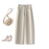 2026 Spring/Autumn Women's Popular High-Waist Loose Cotton Scythe Pants - Casual Wide-Leg, Straight-Leg Design