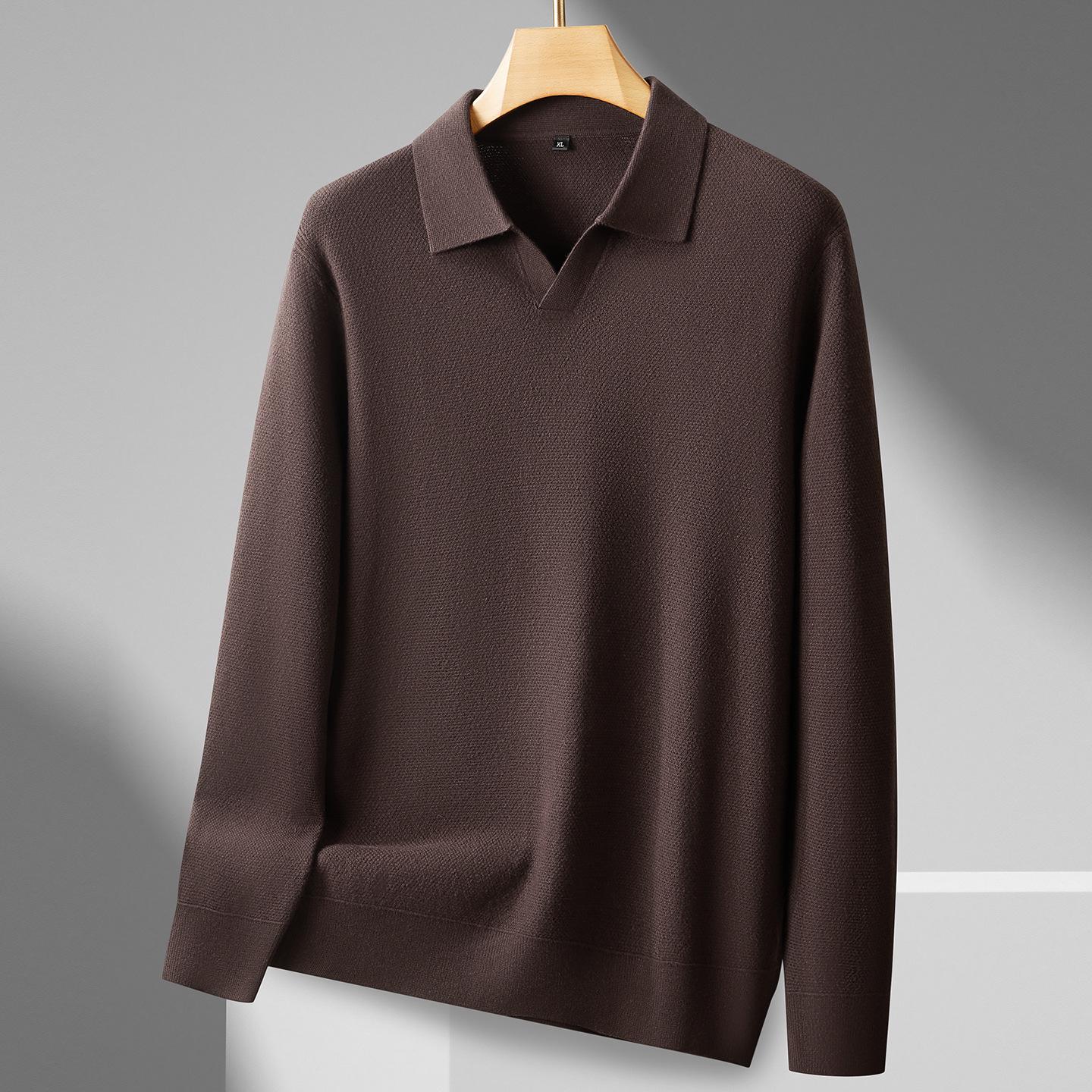 

Men s Plus Size Seagull Collar Knit Sweater - Warm & Loose, Solid Color, Autumn/Winter 2025 Collection 6XL