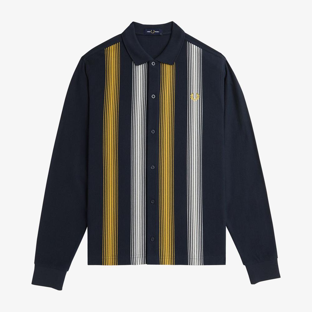 Fred Perry [Sharp] Ombre Stripe Long Sleeve Polo Shirt (608) Afpm243M545-608