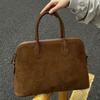 Brown Retro Suede Large Capacity Shoulder Strap Buckle Design Ladies Underarm Travel Bag