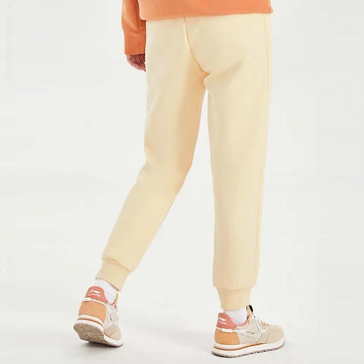 Li Ning Sports Trend Series Logo Cuffed Knit Joggers Women Joggers Vanilla-Yellow AKLS046-4