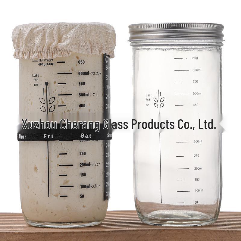 24oz Graduated Glass Fermentation Jar with Sealed Lid for Yeast Culture and Sourdough Baking Utensils