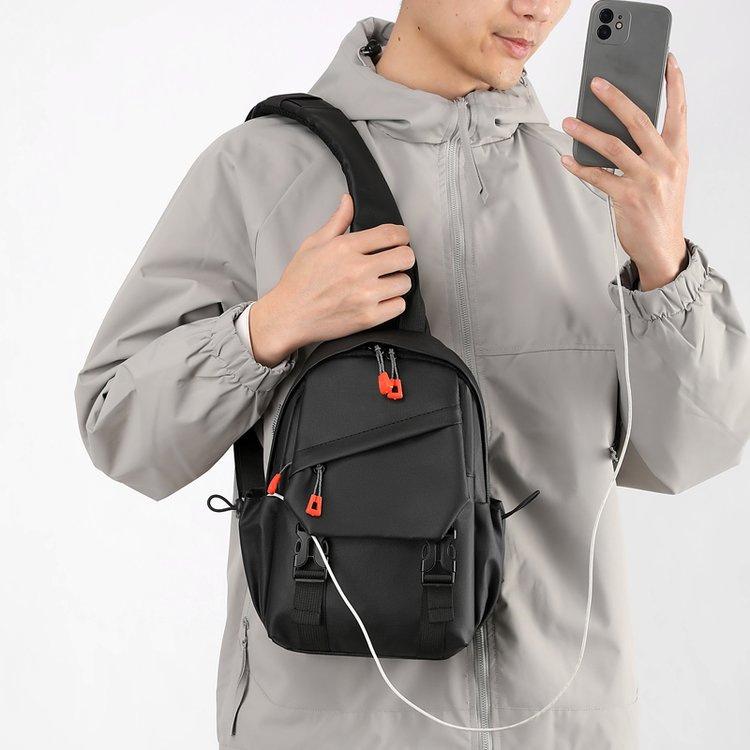 Breast bag men's shoulder messenger bag trendy brand men's bag 2025 new boys casual multi-functional travel small backpack