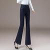 Fashion Temperament High Waist Slim Fit Women's Knitted Denim Micro-pull Pants Women's Autumn New Slim Fit High Flared Pants