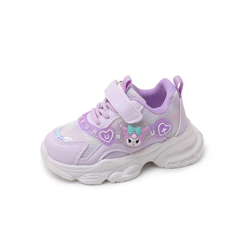 Spring and Autumn Princess Shoes Girls Super Soft Sneakers Children's Mesh Shoes Foreign Style Lighting Soft Sole Running Shoes Trendy