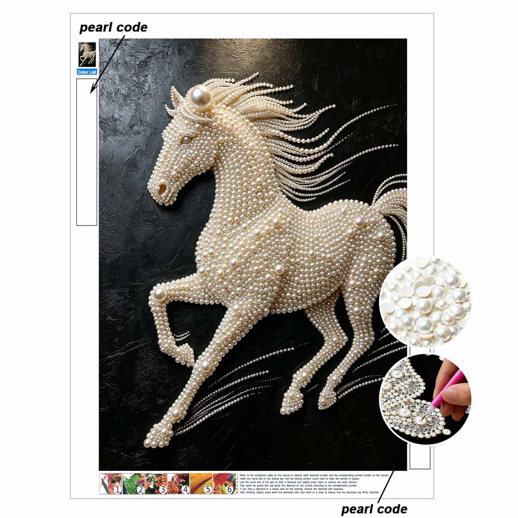 5D DIY Pearl Diamond Painting Kit Majestic Running Horse Full Drill Embroidery Mosaic Art Home Wall Decor Gift