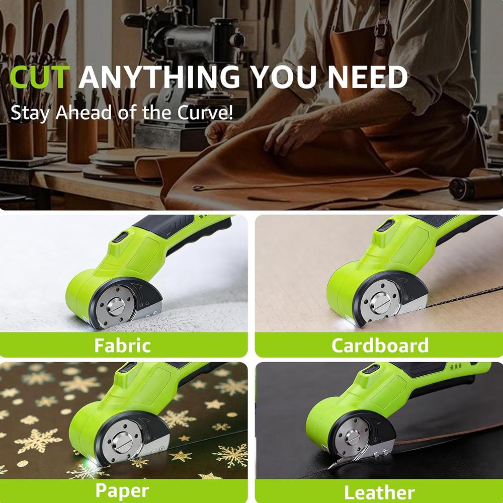Cordless Electric Scissors 4V Rechargeable Box Cutter Powerful Cutter for Carpet & Cardboard Cutter Tool with LED Light