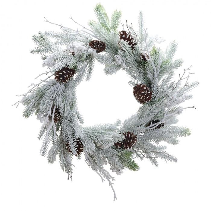 Snowy Wreath with Pine Foliage & Cones - 26