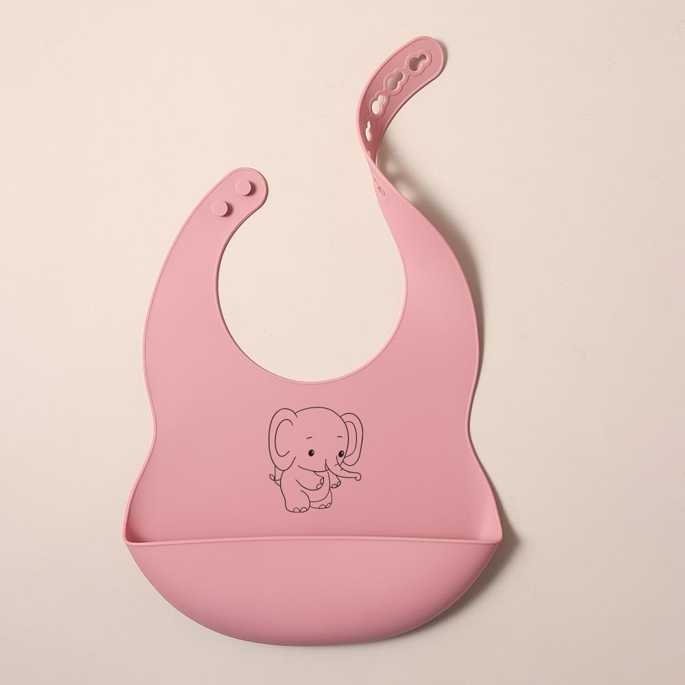 Custom Silicone Baby Bib with & Cartoon Print pattern Food-Grade solid Feeding Bib DZ13