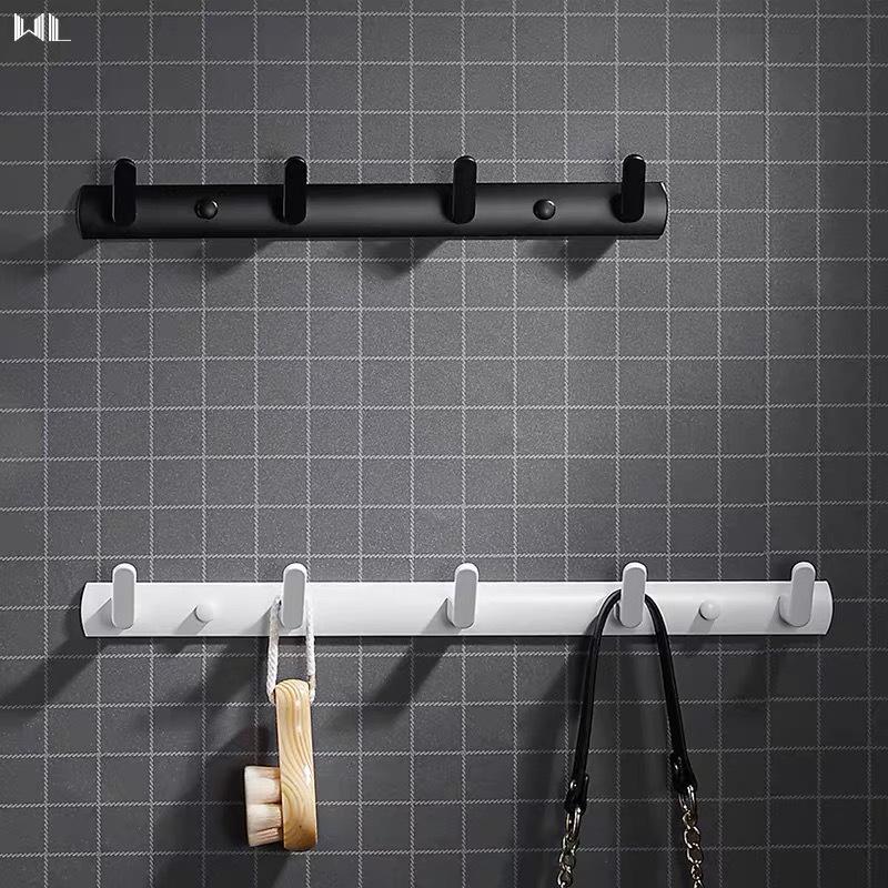 Estante de pared para baño de aluminio negro sin perforaciones