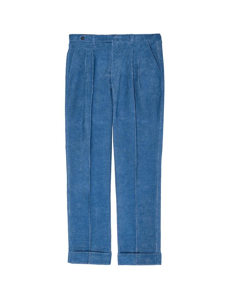 Olkeullaesig Alcpt016 Two-Pleats Denim Corduroy Pants_L.Blue