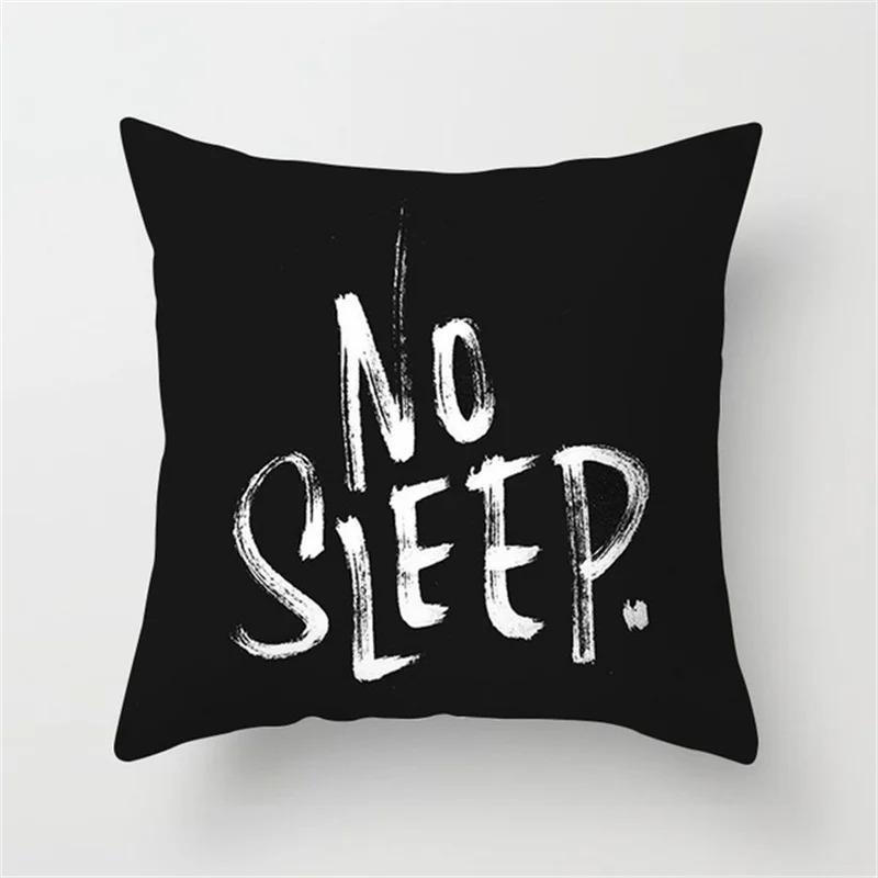 Black and White Geometric Simple High-end Space Pillowcase Patchwork Cushion Cover Striped Letter Pillowcase Home Decoration