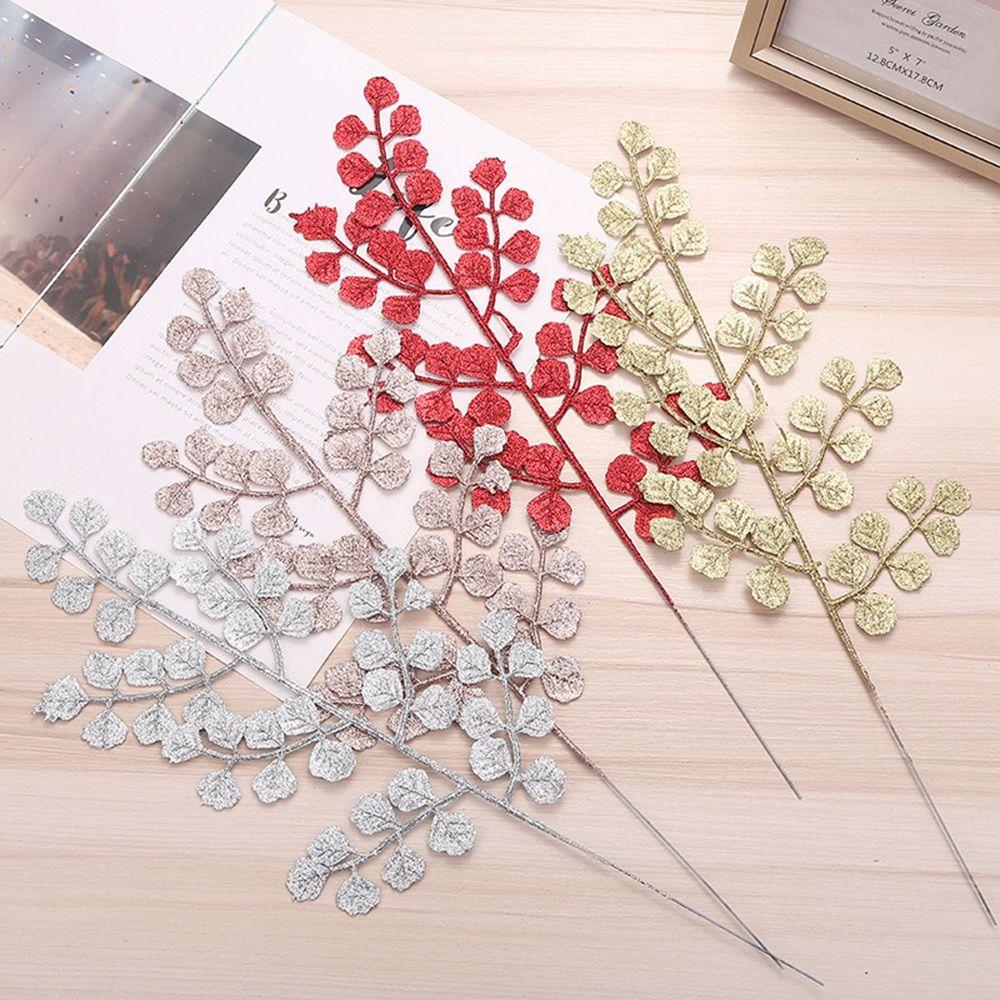 Wedding Home Glitter Glitter Leaves Christmas Tree Decor Artificial Flower Christmas Decorations