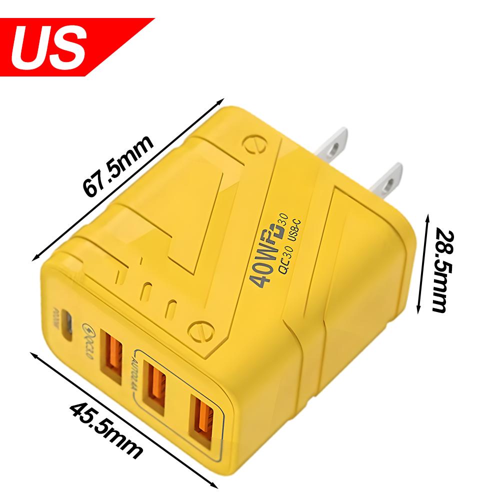 

40 Вт 4 порта зарядное устройство для мобильного телефона USB A PD быстрая зарядка сотового телефона настенное зарядное устройство адаптер для iPhone Samsung Xiaomi EU/US/UK вилка US