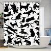 Black White Cat Shower Curtain: Modern Bath Decor Black Cats Pattern, Polyester Fabric Waterproof Shower Curtains for Home Bathr