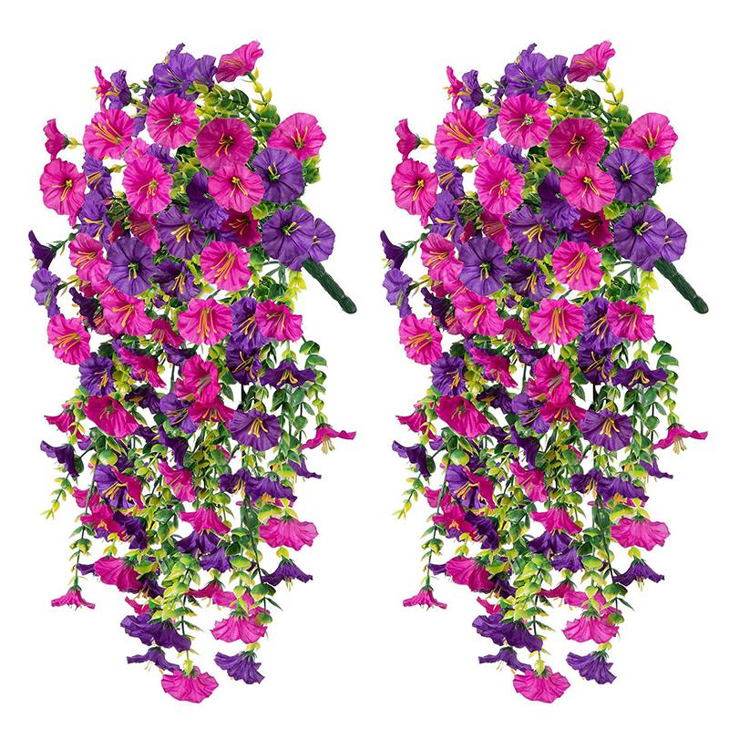 

UV-Protected Faux Morning Glory & Eucalyptus Vine - Premium Home & Wedding Hanging Decor
