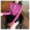 Autumn and Winter Women's Knitwear Half-high Neck Bottoming Shirt Inside The Hollow Beaded Knitwear Long-sleeved Tops