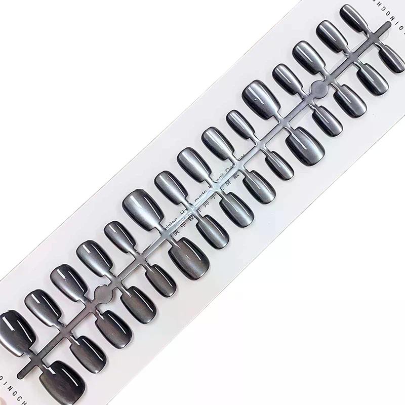 30Pcs Different Size Short Press On Nails Cat Eyes Decoration Wearable False Nails Full Cover Nail Tips Art High