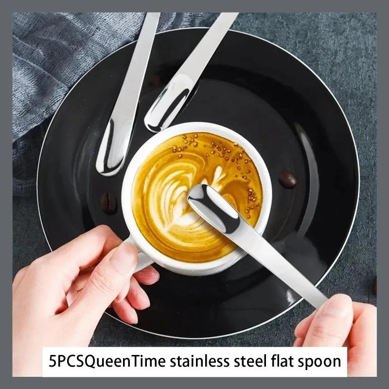

Stainless Steel Ice Cream Spoon Long Handle Mixing Spoon Japanese Flathead Eating Dessert Ice Cream Spoon Set