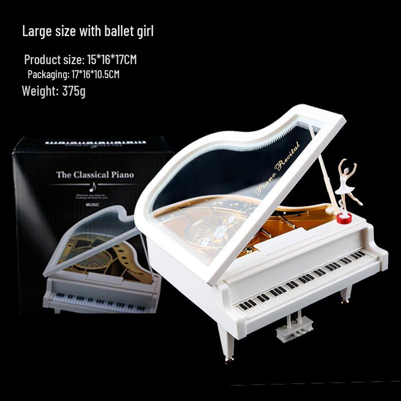 White Ballet Dancing Girl Grand Piano Music Box - Cute Birthday Ornament