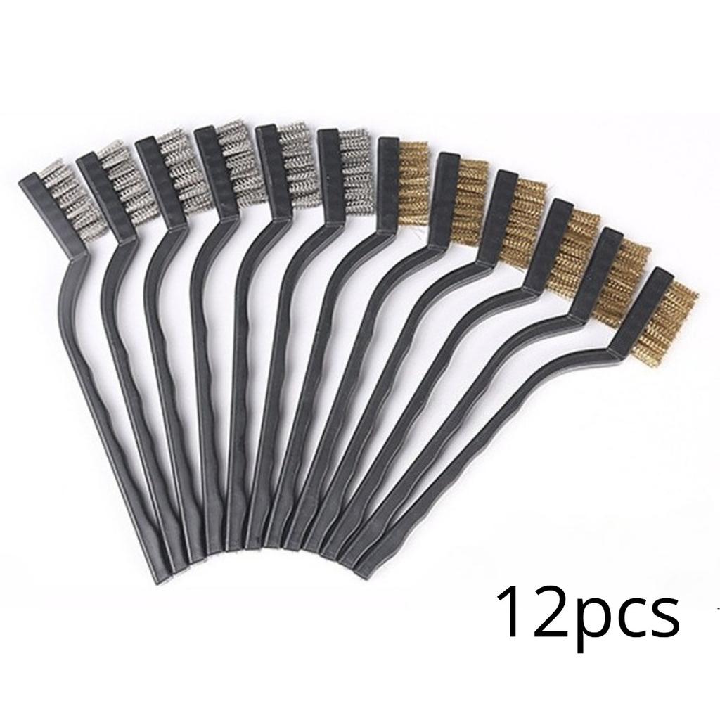 3-15pcs Wire Brush Set Curved Handle Brush For Cleaning Welding Slag Rust Removal Uses For Industrial Scrubbing Brush