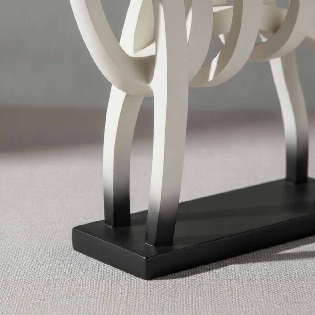 Abstract Horse Sculpture with Base Artistic Openwork Figurine Modern for Living Room, Shelf