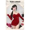 Domila New Year's Robe Sex Sexy Underwear Pure Desire Retro Velvet Sex Underwear Uniform Seduction Woman