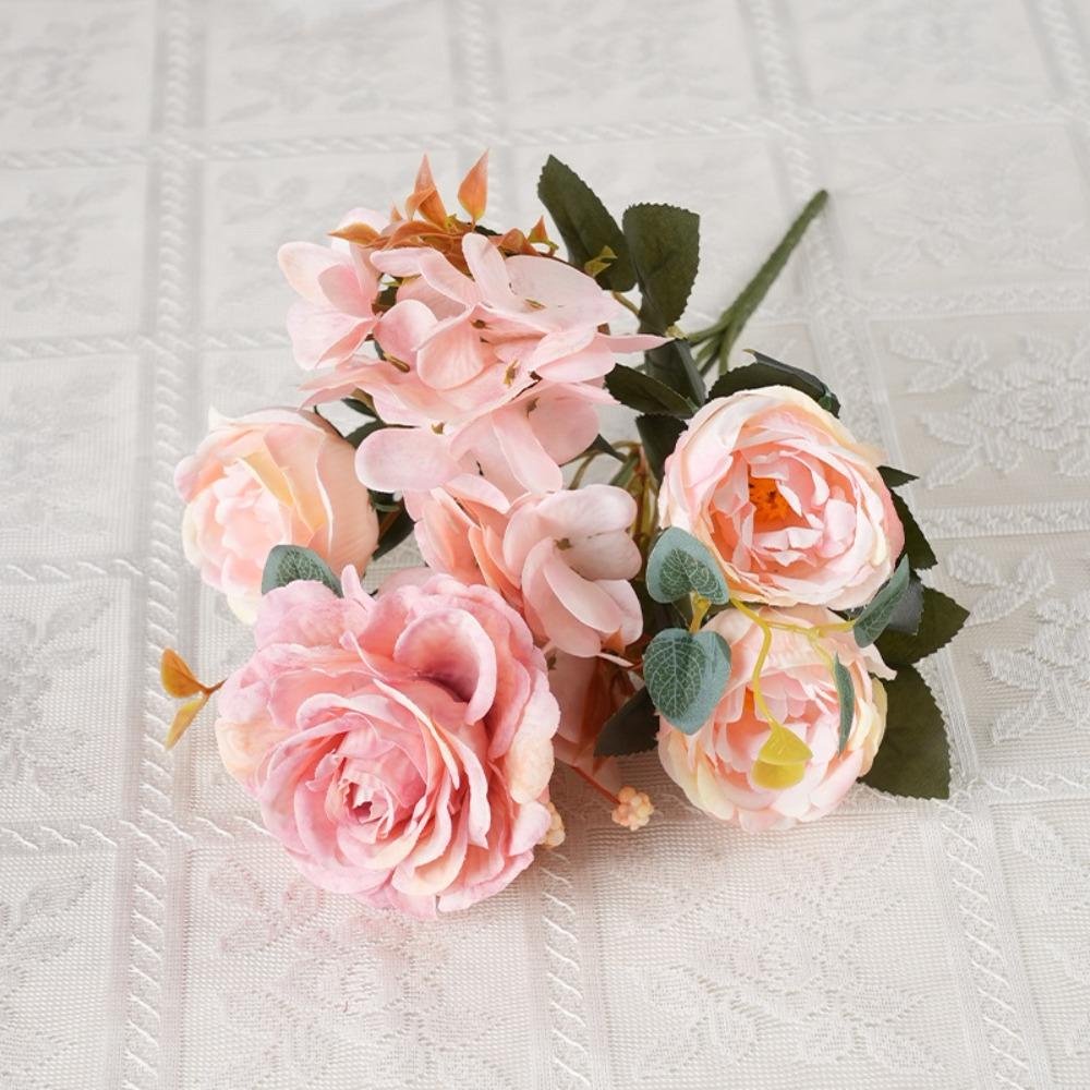Rose Artificial Peony Flowers Landscape Silk Hydrangea Fashion Bridal Bouquet  Wedding Arrangements