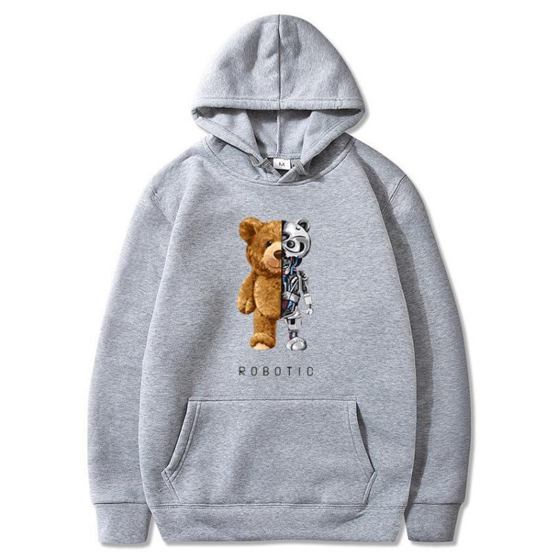 Men's Violent Bear Print Hoodie - Trendy European Fashion Pullover