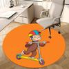 Curious George,Scooter Chair Mat Round Rug Office Carpet, Machine Washable, Non Slip, Suitable for Living Rooms, Bedrooms