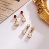 18K Gold-Plated Stainless & Titanium Steel Zirconia Stud Earrings - Waterproof & High-End European-American Design for Women