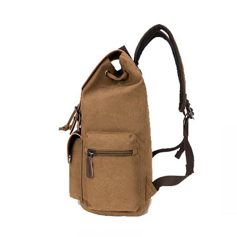 Vintage Texture PU Leather Canvas Splicing Backpacks Fashion Microfiber Leather Couple Rucksack Student Computer Schoolbag Trendy Men's Shoulder Bag