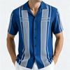 Men's Vintage-style American Print Short-sleeve Shirt with Abstract Patterns, Summer Casual Top