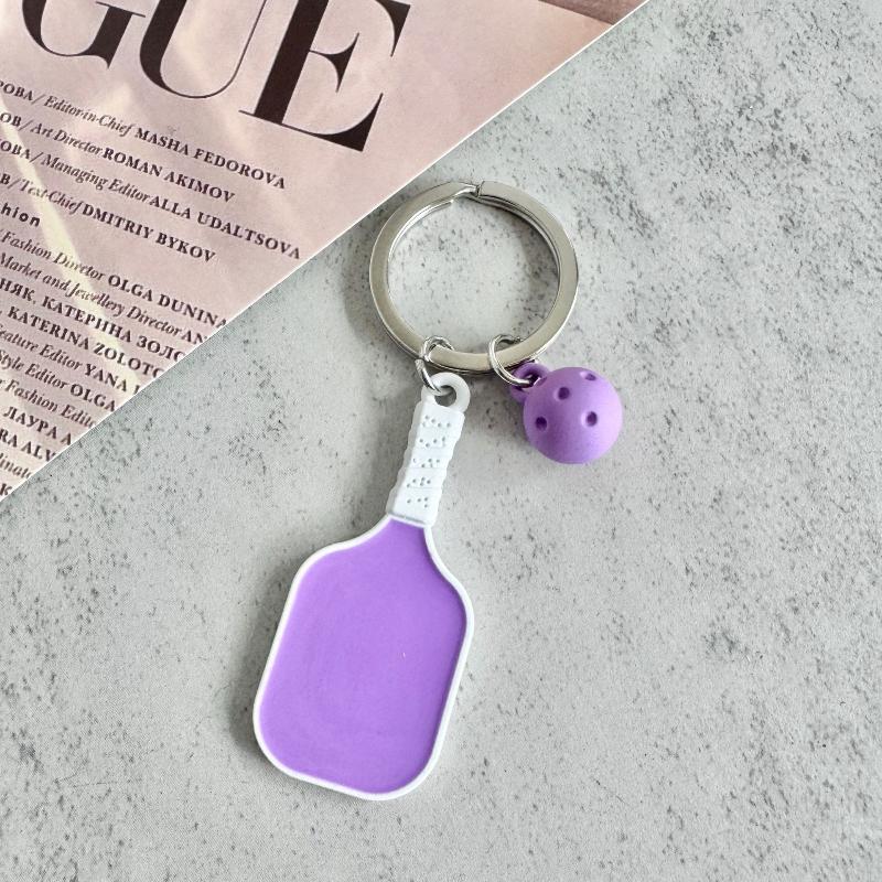 Mini Pickleball Racket Keychain 3D Metal Decorative Pendant for Women Sports Key Holder Bag Charm Accessory A6