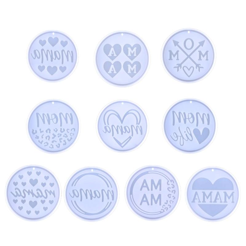 

Круглая силиконовая смоляная форма, эпоксидная литейная форма ко Дню матери для поделок, изготовления кулонов, ювелирных изделий, силиконовая форма для брелоков