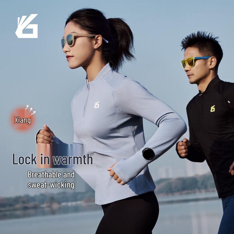 

Женская флисовая футболка для бега с круглым вырезом и длинным рукавом Yuebu M