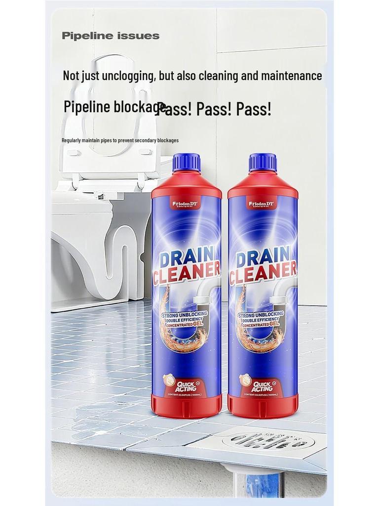Powerful Quick-Acting Pipe Dredging Gel for Kitchen & Toilet Clogs with Grease Dissolving & Deodorizing Action