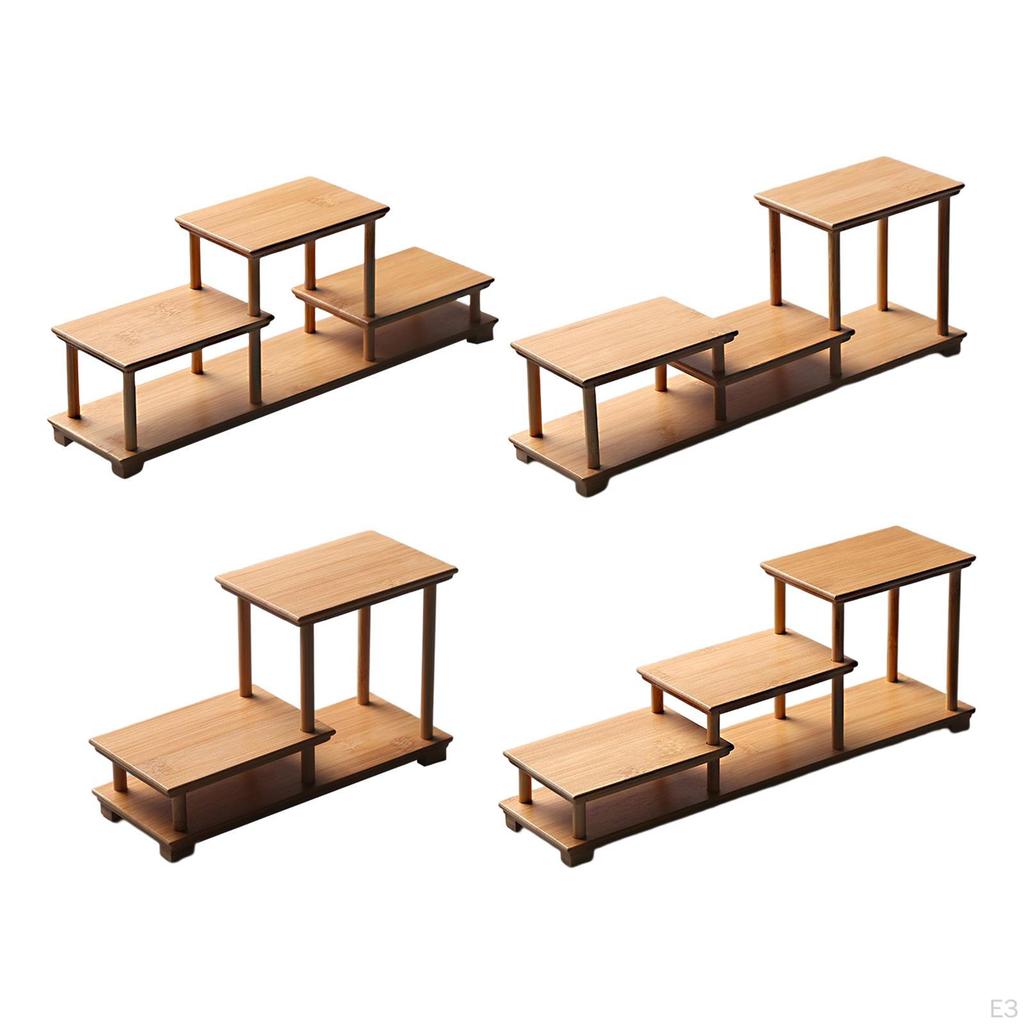 Elegant Wooden Display Stand for Fragrance Bottles and Collectible Figurines