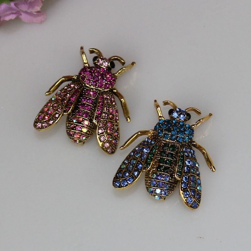 Honeybee Enamel Brooch Pin With Rhinestones For Women Vintage Fashion Accessory