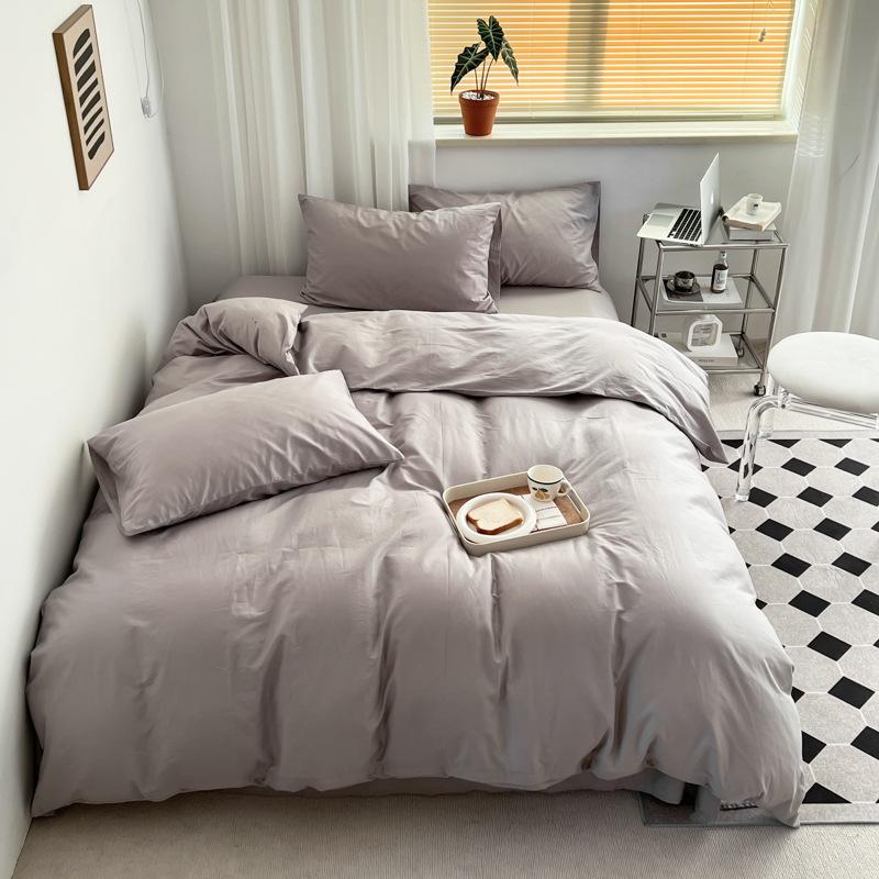 Pure Cotton Quilt Cover, Color Matching Four-piece Set, Pure Cotton, Pure Autumn and Winter Simple Single Product, Bedding, Duvet Cover
