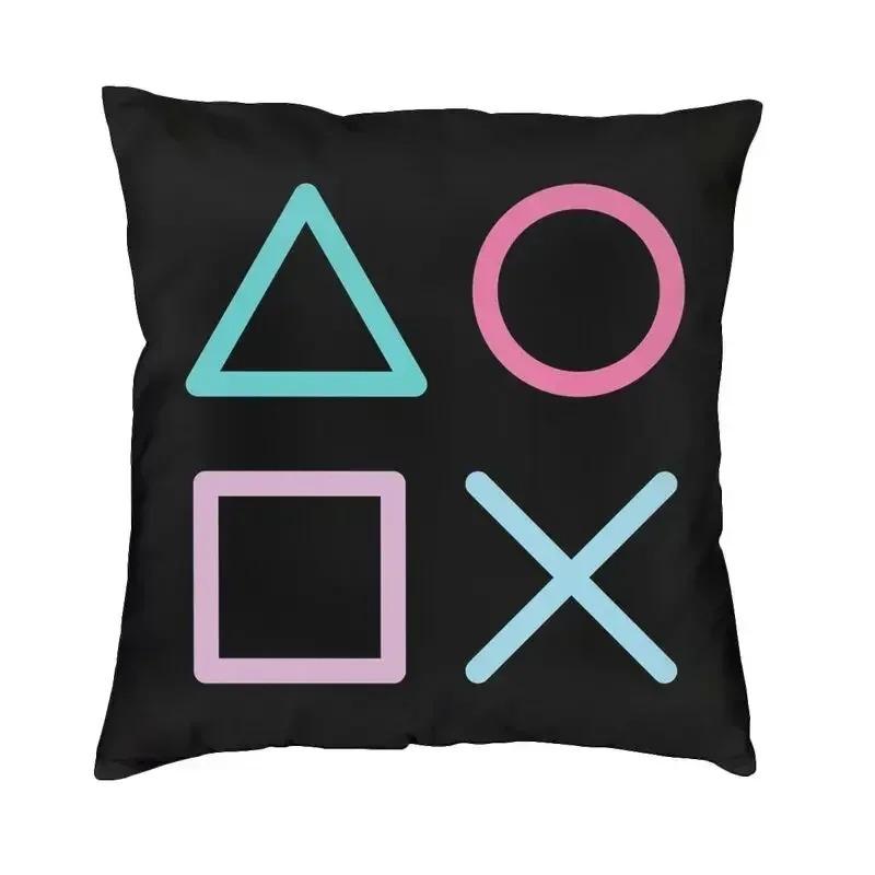 Home Decor Retro Gaming Icons Pattern Pillow Cover Pattern Cushion Cover Suitable for Sofa Bedroom Car Pillow Cover