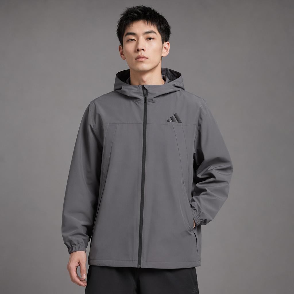 adidas Loose Water-Resistant Hooded Zip-Up Long Sleeve Outdoor Sports Jacket Unisex Jackets IB7055