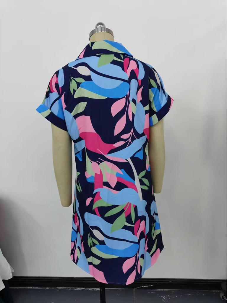 2026 Women's Summer Floral Print Short-Sleeve Cardigan Dress