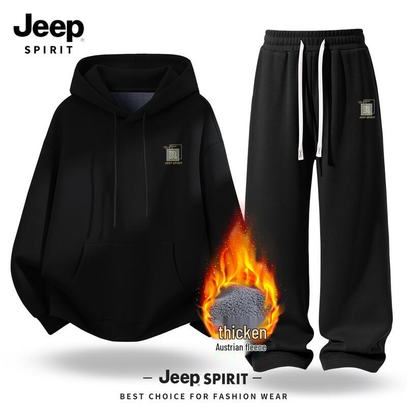 JEEP SPIRIT Men's Fleece Hooded Sweatshirt & Pants Set