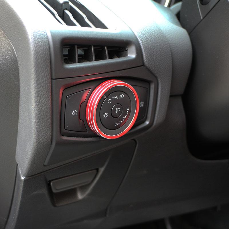 Color My Life Stainless Steel Car Headlight Switch Knob Circle Cover Sticker for Ford New Ecosport 2017 - 2022