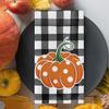 Fall Hello Pumpkin Kitchen Dish Towels Set of 2, Autumn Thanksgiving Buffalo Plaid Drying Hand Towel Baking Cooking Cloth, Polka Dots Seasonal